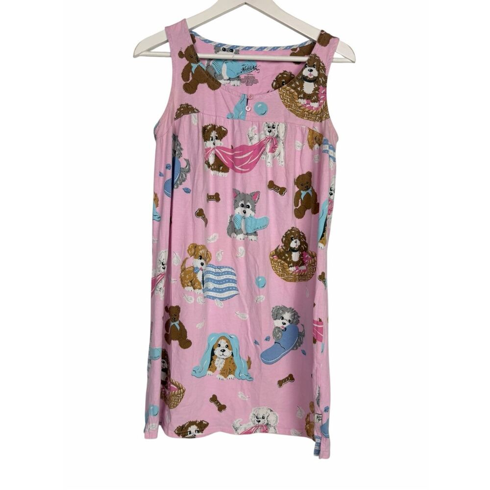 Nick & Nora Pink Nightgown size Small Puppy Print